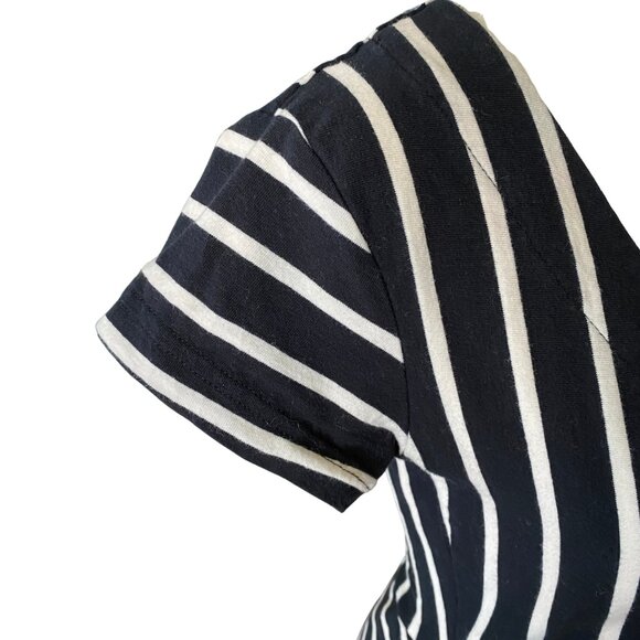 Effie's Heart Size Small Black & White Striped Asymmetrical Fit and Flare Top - Picture 11 of 13